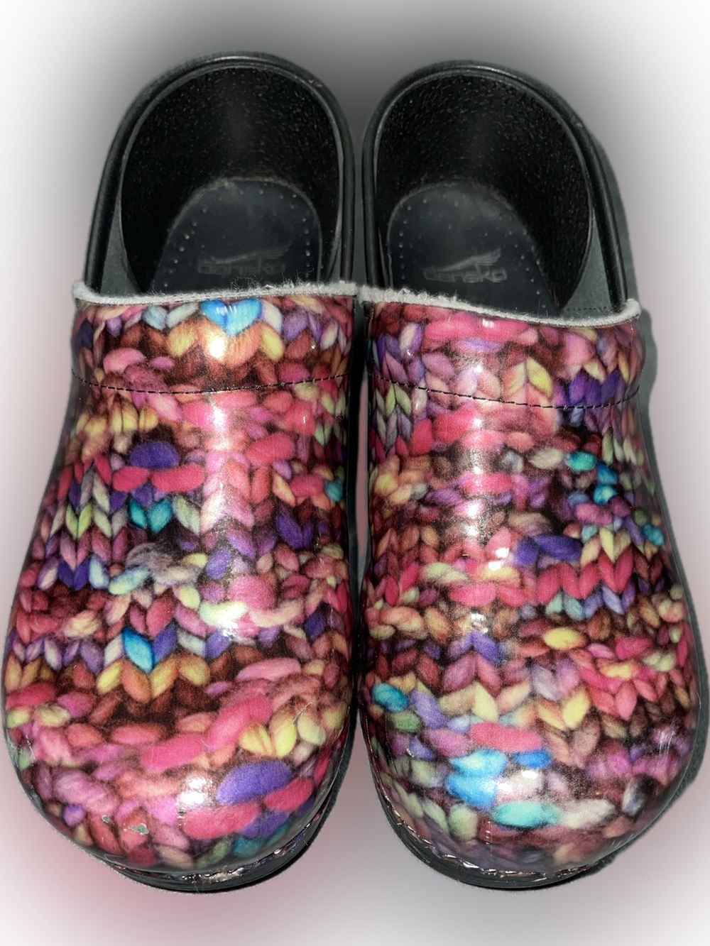 Dansko Multicolor Knit-Effect Clogs - Pink, Purple, Blue, Green | 40